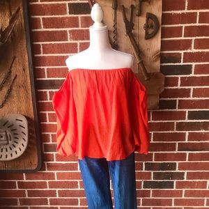 Orange Top is Balloon Sleeves